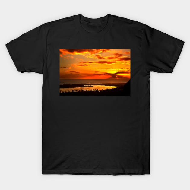 Sunset at Kaiafas lake T-Shirt by Cretense72